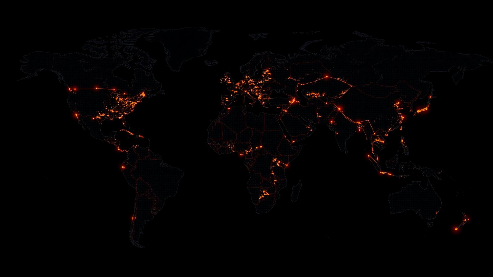Mapa mundial com conexões digitais